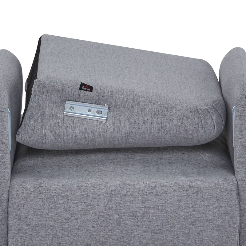 HOMCOM Upholstered Armchair, Nature Wood Frame Padded Living Room Chair, Grey
