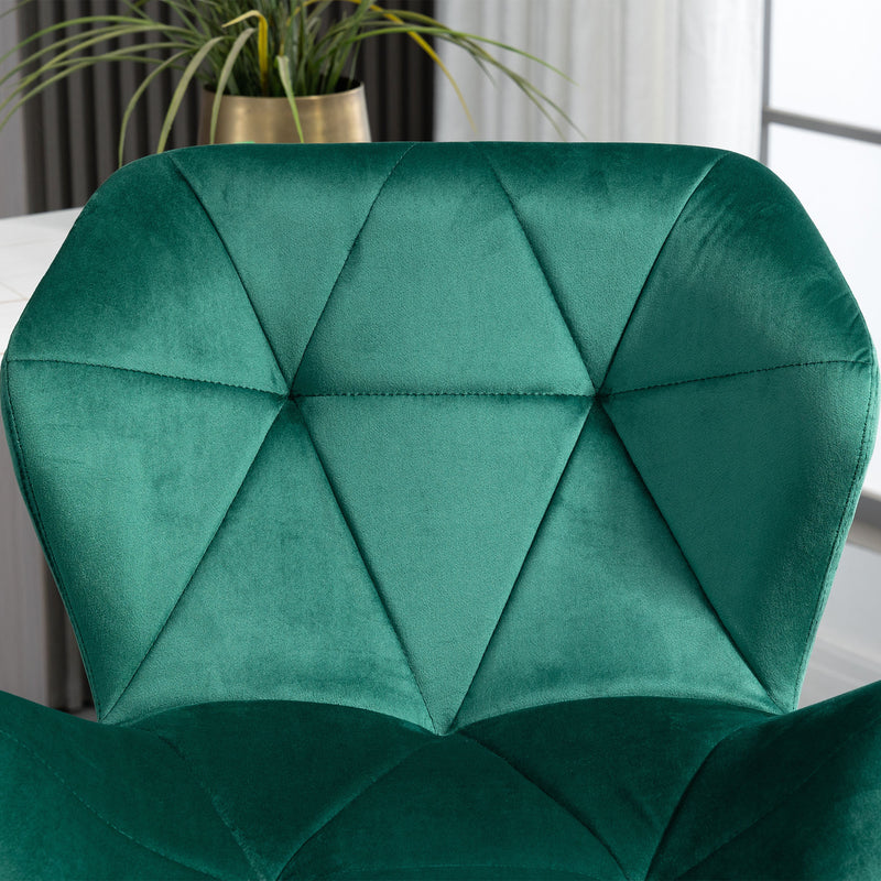 HOMCOM Set Of 2 Luxurious Velvet-Touch Bar Stools Metal Frame Footrest Green
