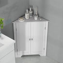 Kleankin Corner Bathroom Cabinet, Recessed Doors And Adjustable Shelf, White