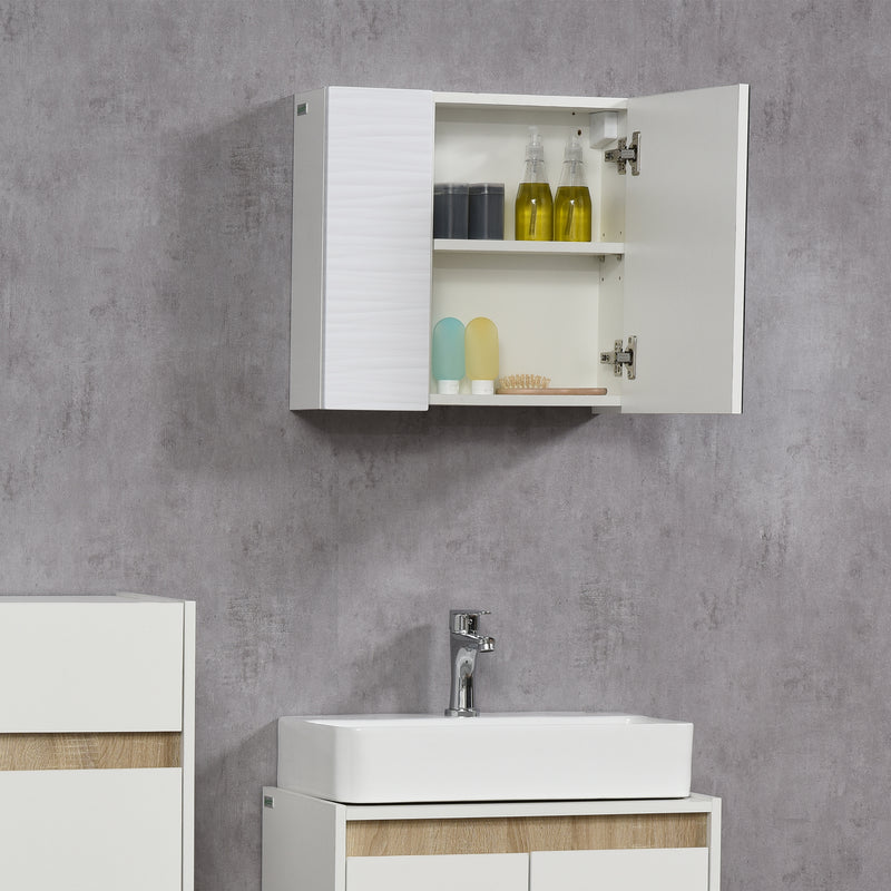 kleankin Bathroom Mirror Cabinet Wall Mounted Cupboard w/ Adjustable Shelf