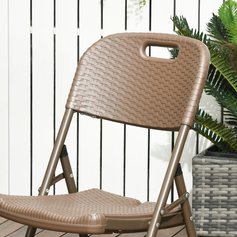 Outsuny HDPE Molding Design Resin Rattan Dining Set, Foldable Table & Chairs