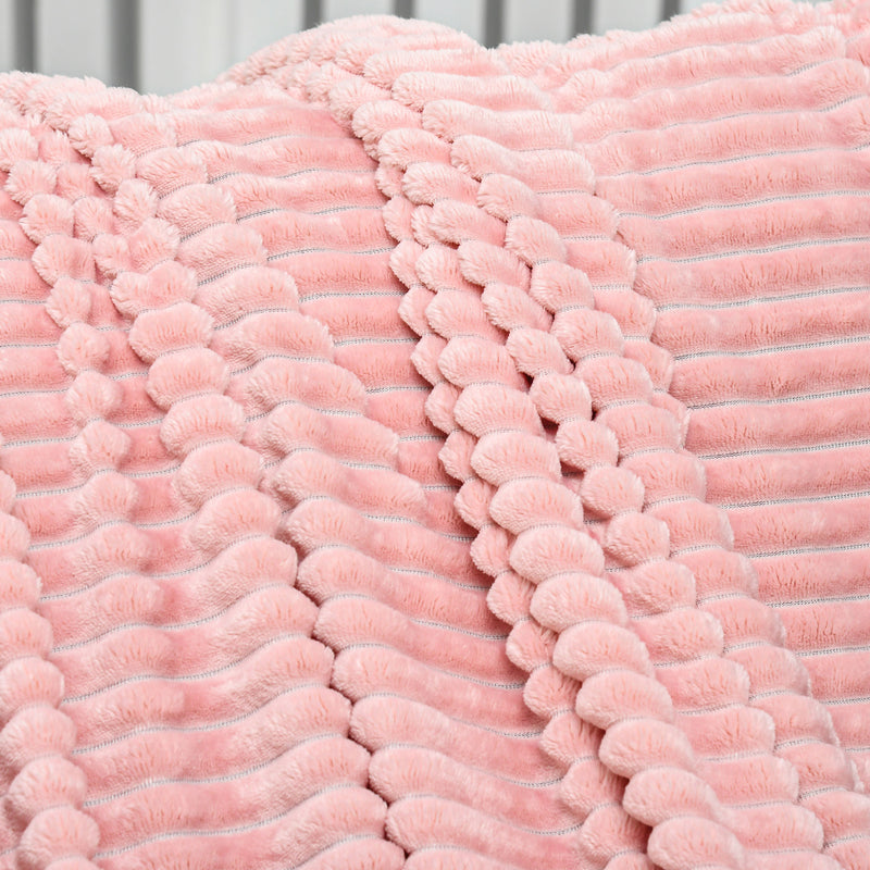 HOMCOM Flannel Fleece Blanket Double Size Throw Blanket for Bed 203x152cm Pink