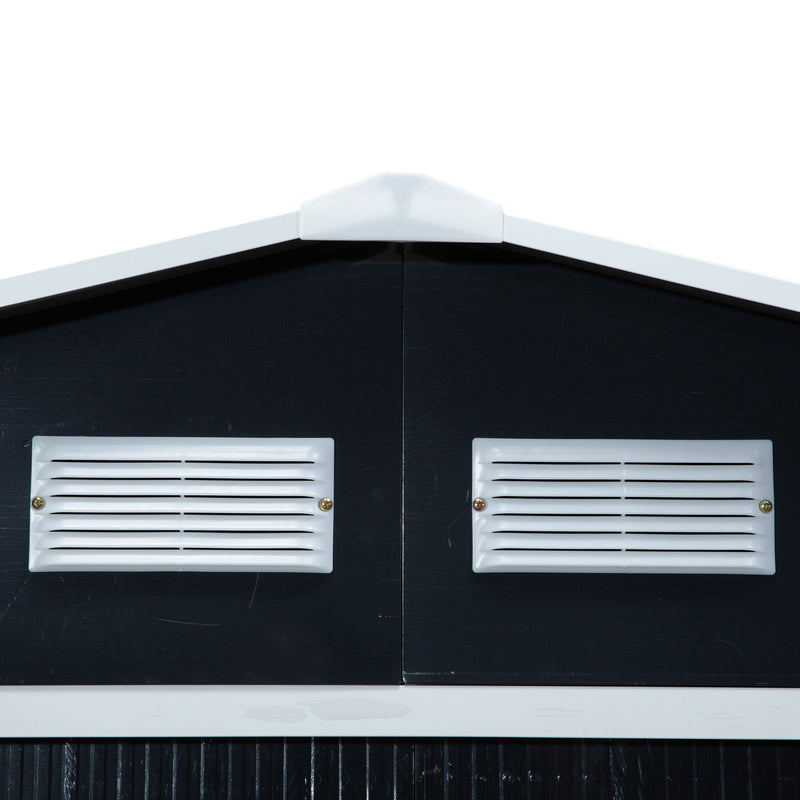 Outsunny 9 X 6FT Outdoor Storage Garden Shed Sliding Door Galvanised Dark Grey