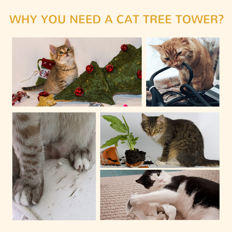 PawHut Floor to Ceiling Cat Tree for Indoor Cats 5-Tier Kitty Tower Brown