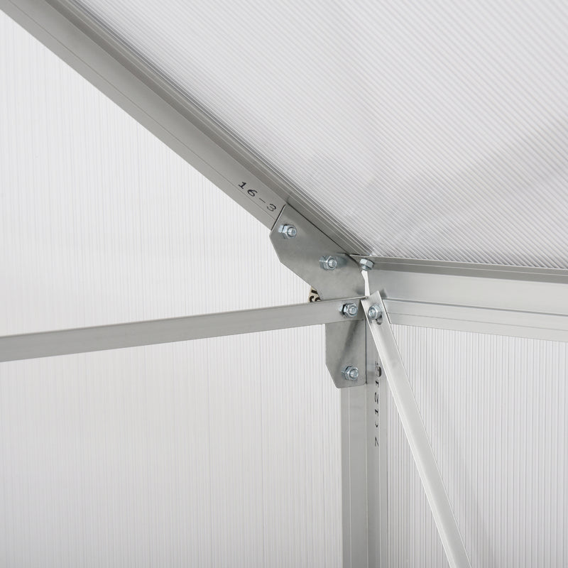 Outsunny 6x6ft Walk-In Greenhouse Polycarb. Panels Aluminium Frame Sliding Door