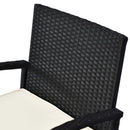 Outsunny 3PC Garden Rattan Bistro Set Balcony Dining Table 2 Seater Chair Black