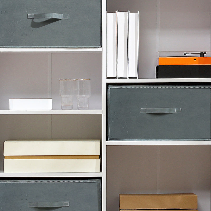 HOMCOM 7 Cube Storage Cabinet Shelving Unit with 3 Fabric Drawers White