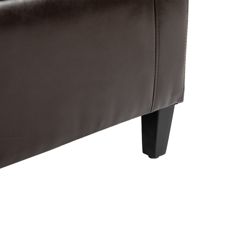 HOMCOM 40x90cm PU Leather Storage Ottoman Bench Wood Frame w/ Tufting Feet Brown