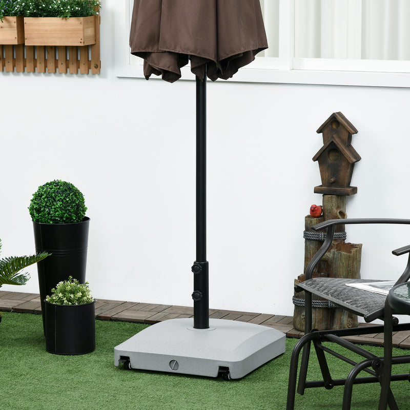 Outsunny Water or Sand Filled Outdoor Market Umbrella Base Stand with Wheels