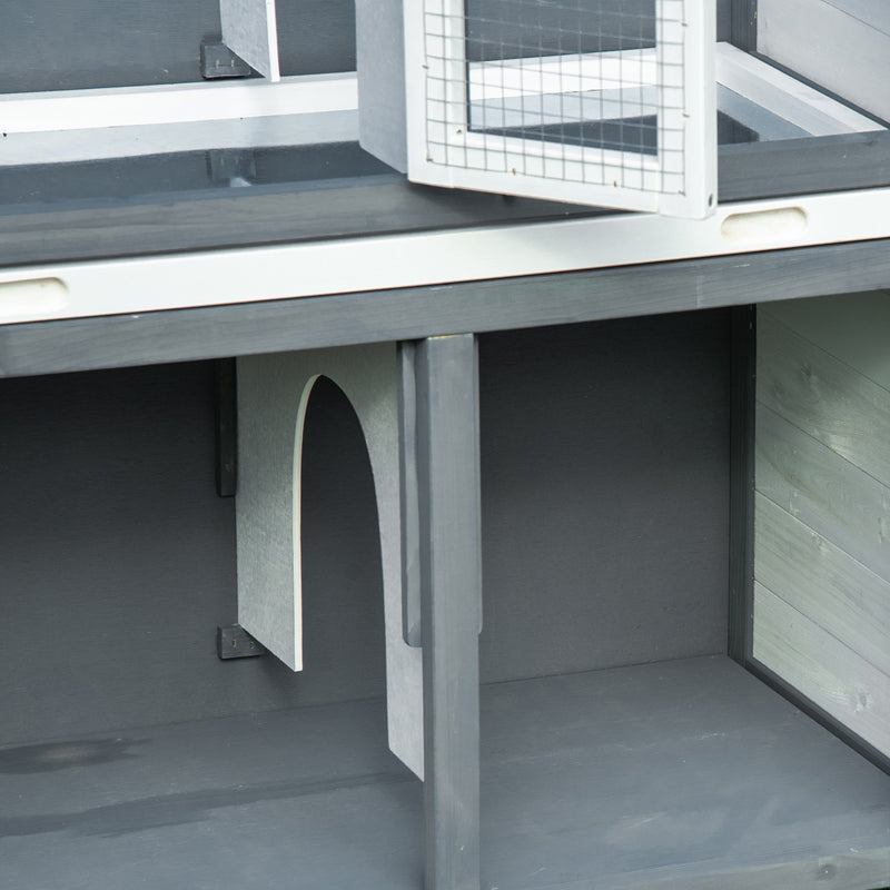 Pawhut Rabbit Hutch   Grey, Black, White