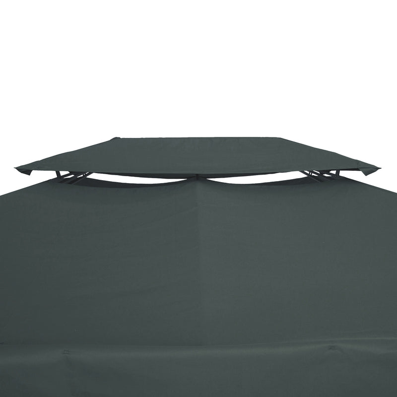 Outsunny 3x4m Gazebo Replacement Roof Canopy 2 Tier Top UV Cover Charcoal Grey