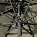 Outsunny 2.7m Patio LED Umbrella with Push Button Tilt/Crank 8 Ribs Grey