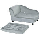 PawHut Pet Sofa Dog Chair Cat Couch w/ Storage, Cushion - Light Grey