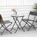Outsunny 3PC Rattan Bistro Set Folding Rattan Chair Coffee Table Garden Outdoor