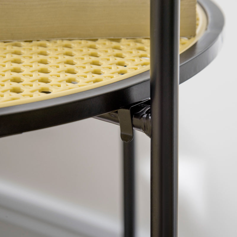 HOMCOM Side Table End Table with Serving Tray and Plastic Rattan Shelf, Black