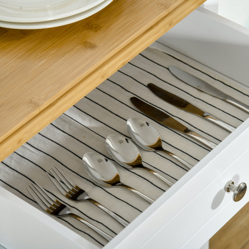 HOMCOM Rolling Kitchen Cart Storage Trolley with Drawer Towel Rail White
