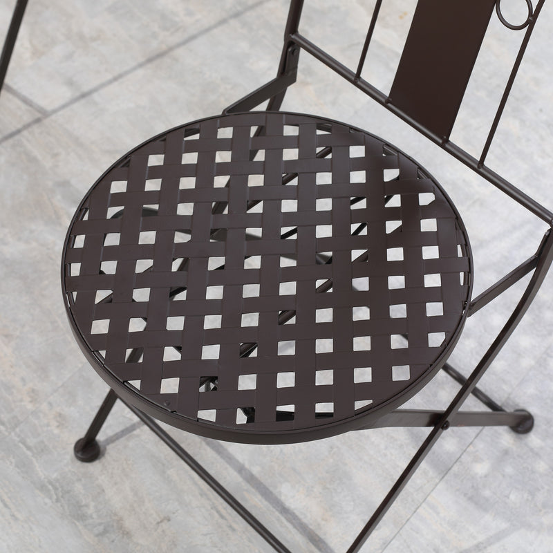 Outsunny 3-Piece Patio Bistro Set w/ Mosaic Round Table and 2 Armless Chairs
