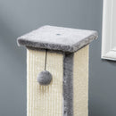 PawHut 81cm Cat Scratching Post w/ Sisal Rope, Hanging Ball, Soft Plush - Grey