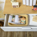 HOMCOM High Gloss Storage Cabinet w/ Drawer Double Door Cupboard White Natural