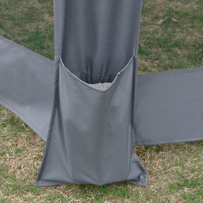 Outsunny 3.2m Pop Up Gazebo Hexagonal Canopy Tent Outdoor w/Sidewalls Grey