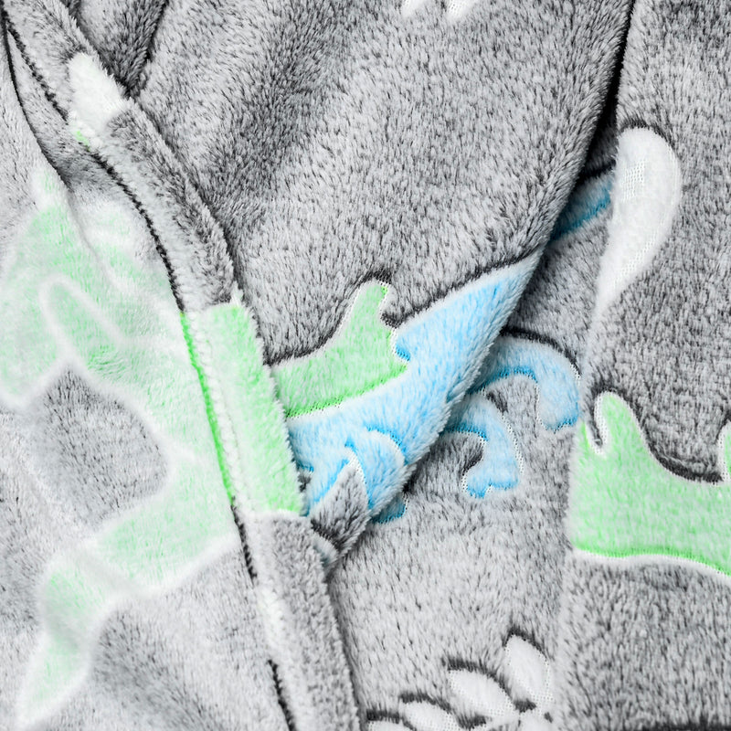 HOMCOM Flannel Fleece Blanket Double Size Glow in The Dark 203x152cm Dinosaurs