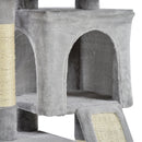 PawHut Cat Rest & Play Activity Tree w/ 2 House Perch Scratching Post Grey