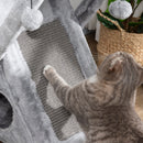 PawHut Plush Folding Cat Tree Play Rest Activity Tower w/ Scratching Post Grey