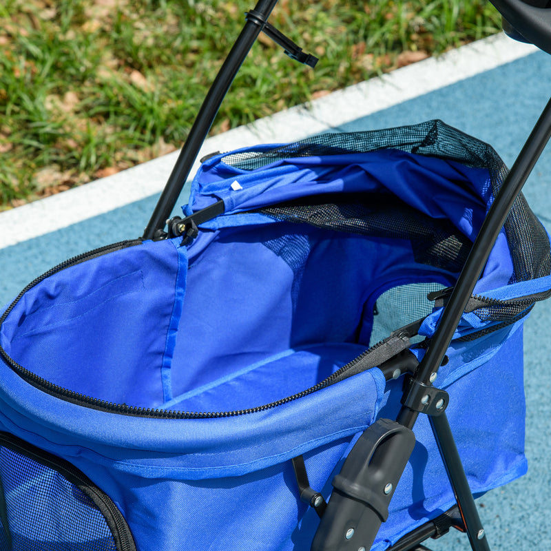 PawHut Dog Stroller with Rain Cover EVA Wheels Brake Basket Adjustable Canopy