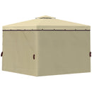 Outsunny 3 x 3(m) Patio Gazebo Garden Shelter w/ Mosquito Netting, Beige