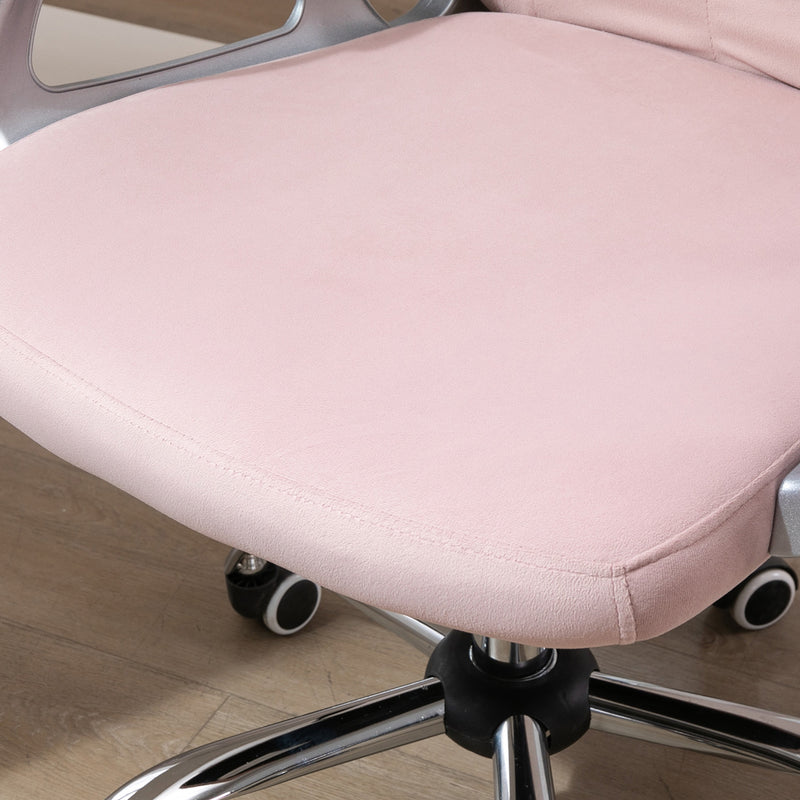 Vinsetto Office Chair Velour Diamond Tufted Padded Ergonomic 360° Swivel Pink