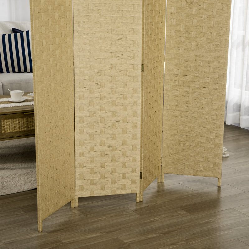 HOMCOM 4 Panel Folding Room Dividers for Wall, Privacy Screen Panels, Brown