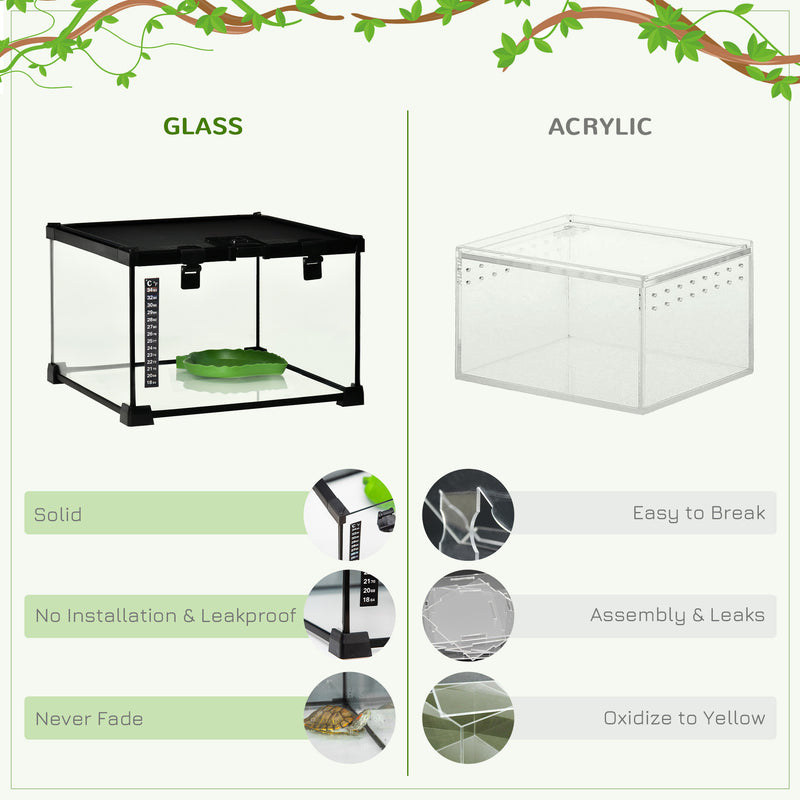 PawHut Glass Reptile Terrarium Habitats for Lizards, Frogs, Snake 30 x 30 x 20cm