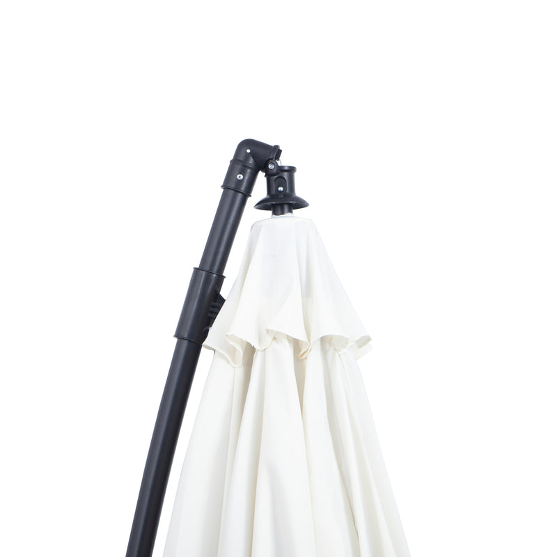 Outsunny 3(m) Cantilever Shanghai Parasol w/ Crank Handle, Cross Base, Off-White