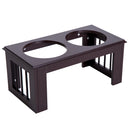 PawHut Raised Dog Bowls Pet Feeder Elevated Double Stainless Steel Water Brown