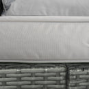 Outsunny 6pc Padded Outdoor Rattan Wicker 3-Seat Sofa Recliner Footstool Table - Light Grey