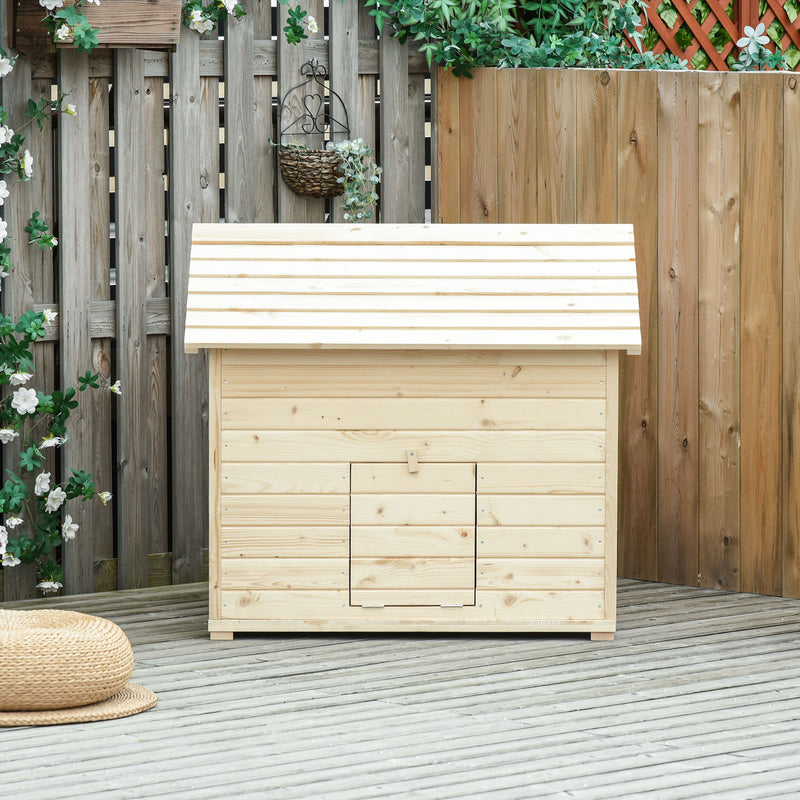 PawHut Wooden Duck House w/ Openable Roof, Raised Base, Air Holes - Natural