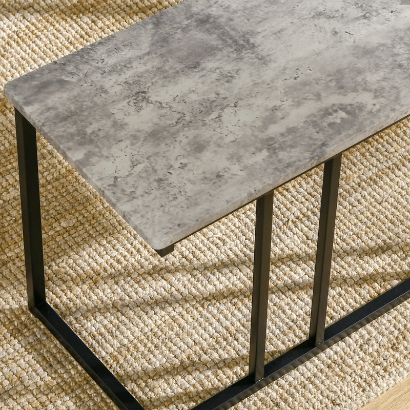 HOMCOM Dining Table Set, Concrete Effect  Table and Chairs for 4 People, Grey