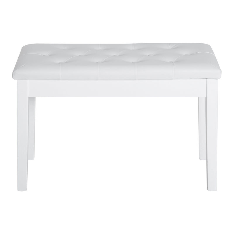 HOMCOM Classic Piano Bench Padded Seat Makeup Stool Solid Wood Wooden White