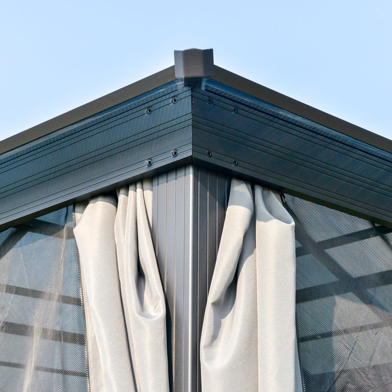 Outsunny 3 x 3.6(m) Aluminium Hardtop Gazebo Canopy w/ Polycarbonate Top