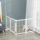 PawHut Freestanding Pet Gate w/ 2 Support Feet for Doorways Stairs White