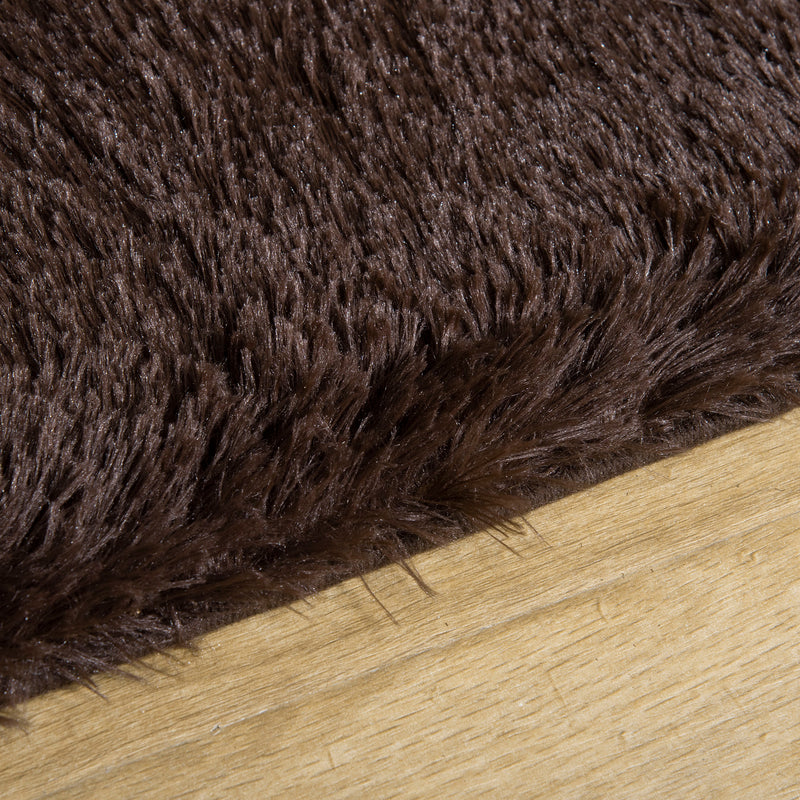 HOMCOM Brown Fluffy Area Rug Shaggy Carpet for Living Room, Bedroom, 120x200cm