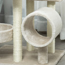 PawHut Cat Tree For Indoor Cats With Scratching Post Perch Tunnel Beige