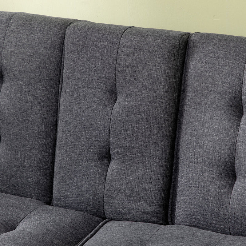 HOMCOM Upholstered Sofa bed 3 Seater Home Theater with Storage Grey