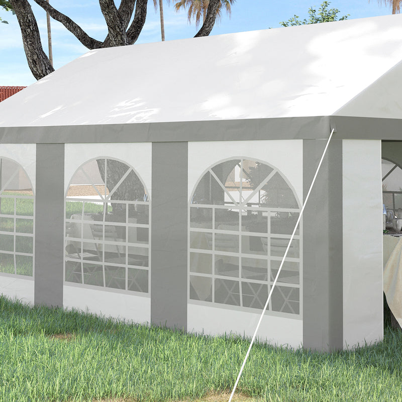 Outsunny 6 x 4m Party Tent, Marquee Gazebo with Sides, Windows and Double Doors