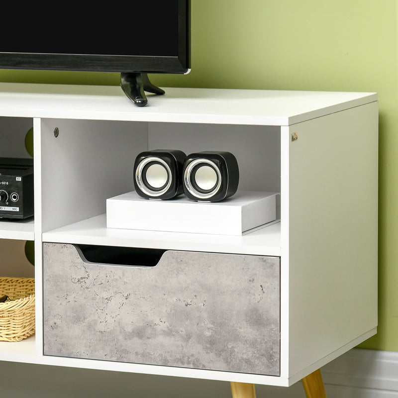 HOMCOM 50" TV Cabinet Stand Entertainment Center w/ Drawers Shelves, Light Grey