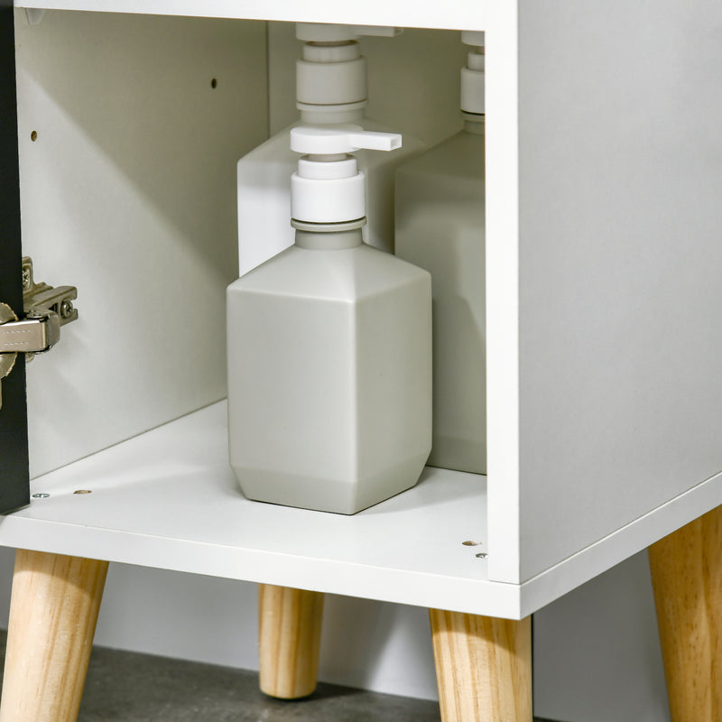 kleankin Bathroom Storage Cabinet W/ Adjustable Shelves and Cabinet, White
