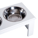PawHut Raised Dog Bowls Pet Feeder Elevated Double Stainless Steel Water White