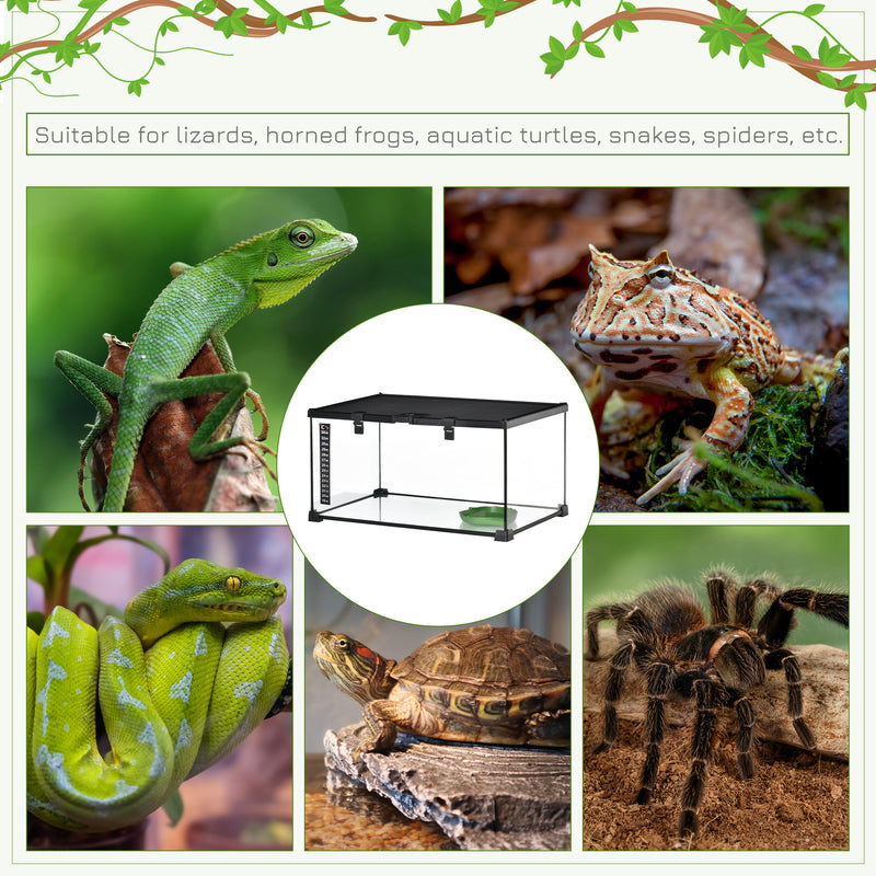 PawHut Glass Reptile Terrarium Habitats for Lizards, Frogs, Snake 50 x 30 x 25cm