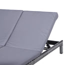Outsunny 2 Person Rattan Lounger Adjustable Double Chaise Chair w/ Cushion Grey