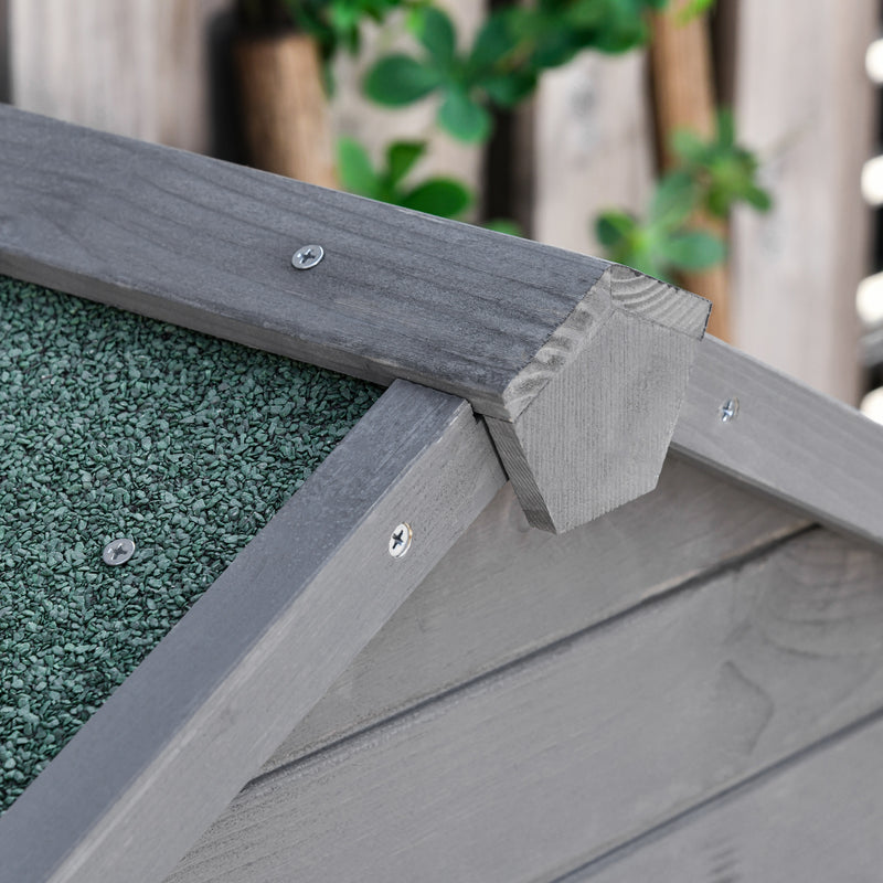 Outsunny Wood Garden Storage Shed Tool Cabinet w/ Felt Roof, 189x82x49cm, Grey